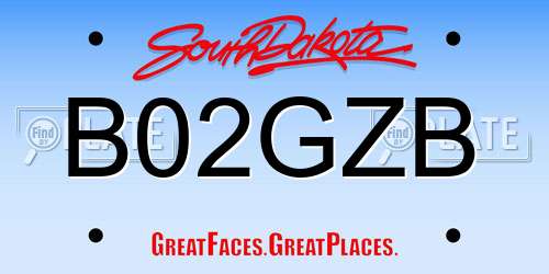 B02GZB South Dakota License Plate