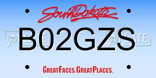 B02GZS South Dakota License Plate