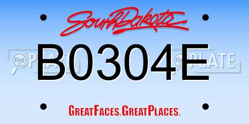 B0304E South Dakota License Plate