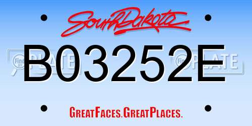 B03252E South Dakota License Plate