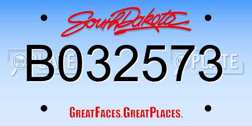 B032573 South Dakota License Plate