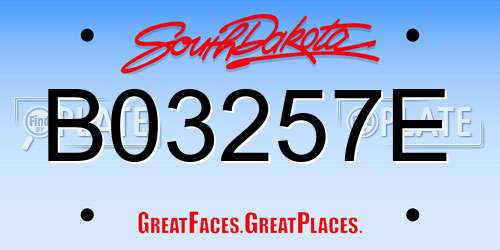 B03257E South Dakota License Plate