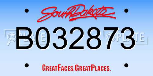 B032873 South Dakota License Plate