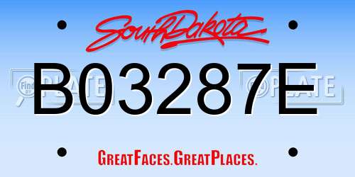 B03287E South Dakota License Plate