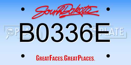 B0336E South Dakota License Plate