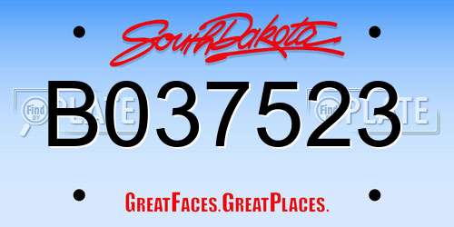 B037523 South Dakota License Plate