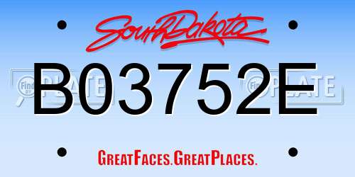 B03752E South Dakota License Plate