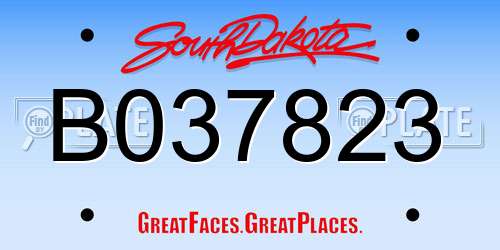 B037823 South Dakota License Plate