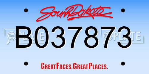 B037873 South Dakota License Plate