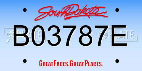 B03787E South Dakota License Plate