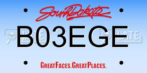 B03EGE South Dakota License Plate