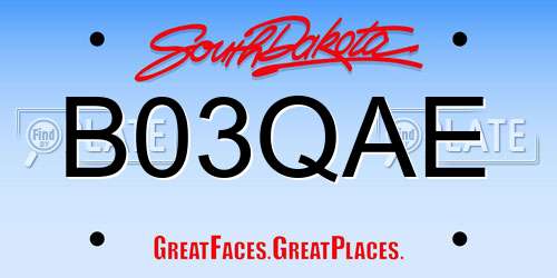 B03QAE South Dakota License Plate