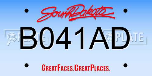 B041AD South Dakota License Plate