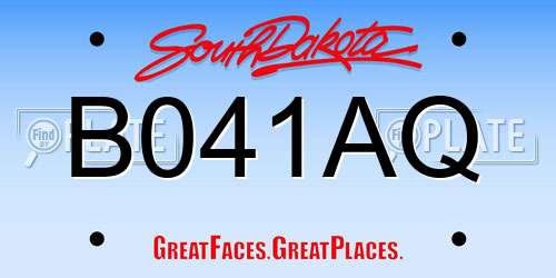 B041AQ South Dakota License Plate