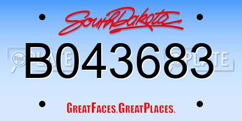 B043683 South Dakota License Plate