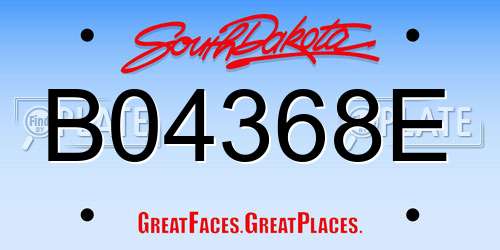 B04368E South Dakota License Plate