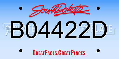 B04422D South Dakota License Plate
