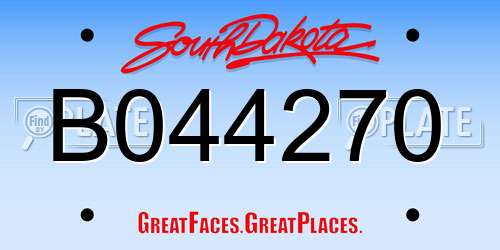 B044270 South Dakota License Plate