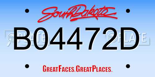 B04472D South Dakota License Plate