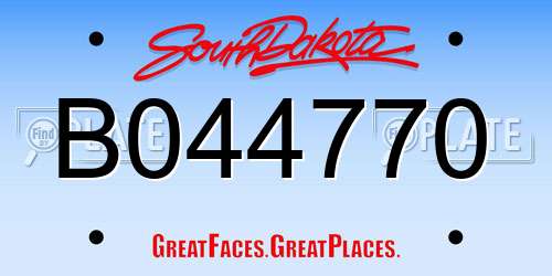 B044770 South Dakota License Plate