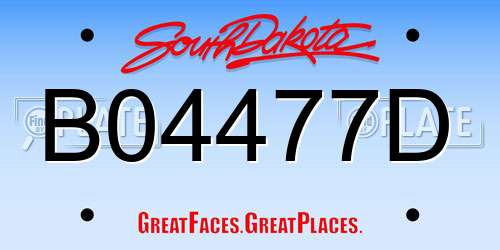 B04477D South Dakota License Plate