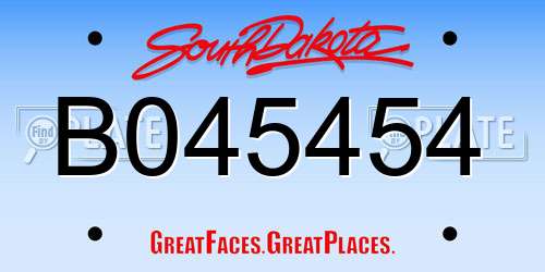B045454 South Dakota License Plate