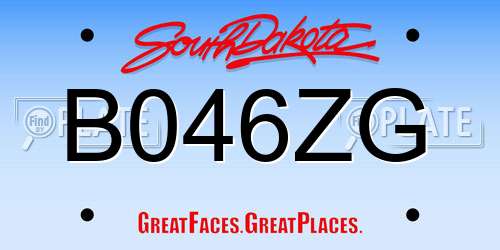 B046ZG South Dakota License Plate