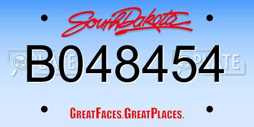 B048454 South Dakota License Plate