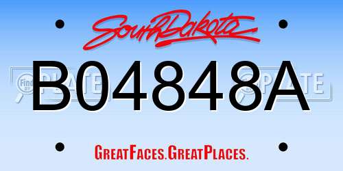 B04848A South Dakota License Plate