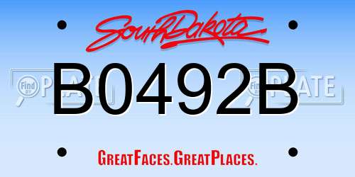 B0492B South Dakota License Plate