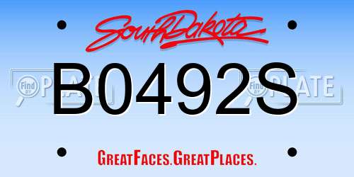 B0492S South Dakota License Plate