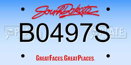 B0497S South Dakota License Plate