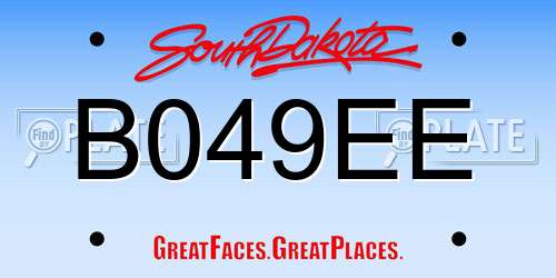 B049EE South Dakota License Plate