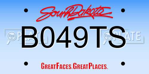 B049TS South Dakota License Plate