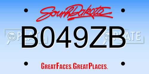 B049ZB South Dakota License Plate