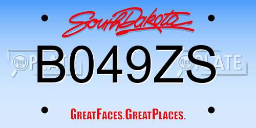 B049ZS South Dakota License Plate