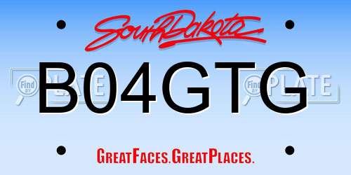 B04GTG South Dakota License Plate