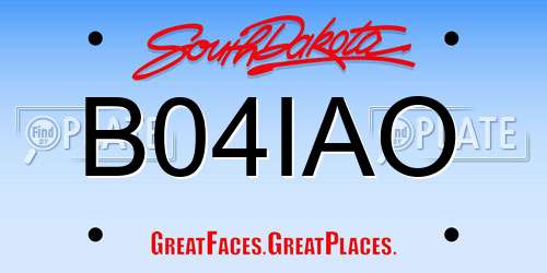 B04IAO South Dakota License Plate