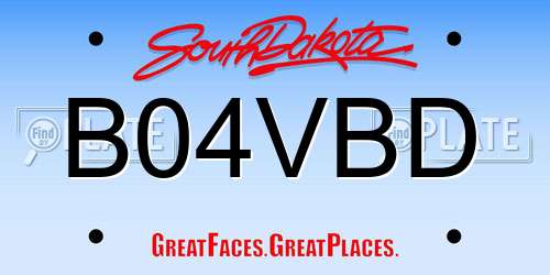 B04VBD South Dakota License Plate