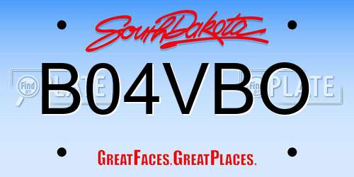 B04VBO South Dakota License Plate