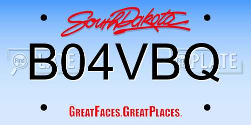 B04VBQ South Dakota License Plate