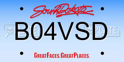 B04VSD South Dakota License Plate