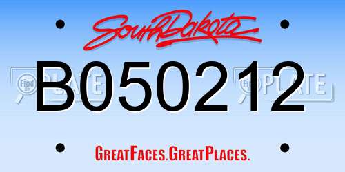 B050212 South Dakota License Plate