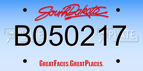 B050217 South Dakota License Plate