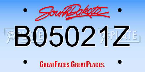 B05021Z South Dakota License Plate