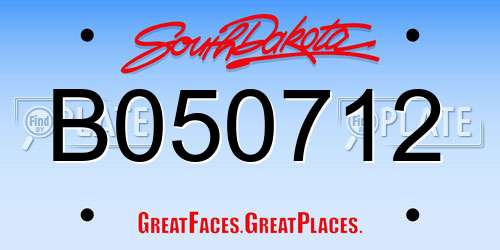 B050712 South Dakota License Plate