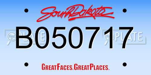 B050717 South Dakota License Plate