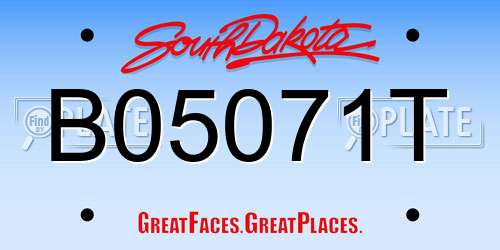 B05071T South Dakota License Plate
