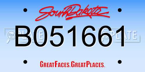 B051661 South Dakota License Plate