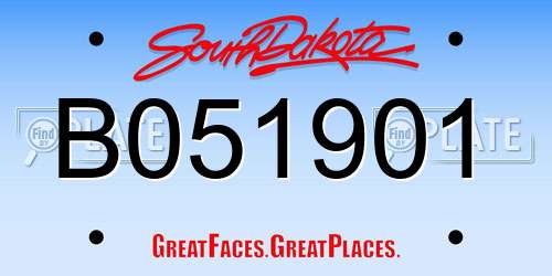 B051901 South Dakota License Plate